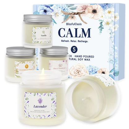BlissfulOasis Scented Candles Long-Lasting Candles for Home Scented 5 Pack Scented Candles Candles for Women Natural & Safe Ingredients Candle Set for Birthday Christmas Festival